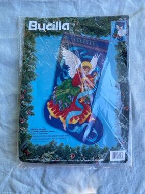 NWT Vintage Bucilla 60728 Heavenly Angel 18" needlepoint Christmas stocking kit